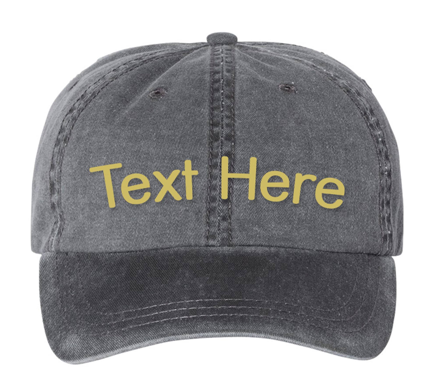 Text Embroidered Dad Cap - Pigment-Dyed Cap