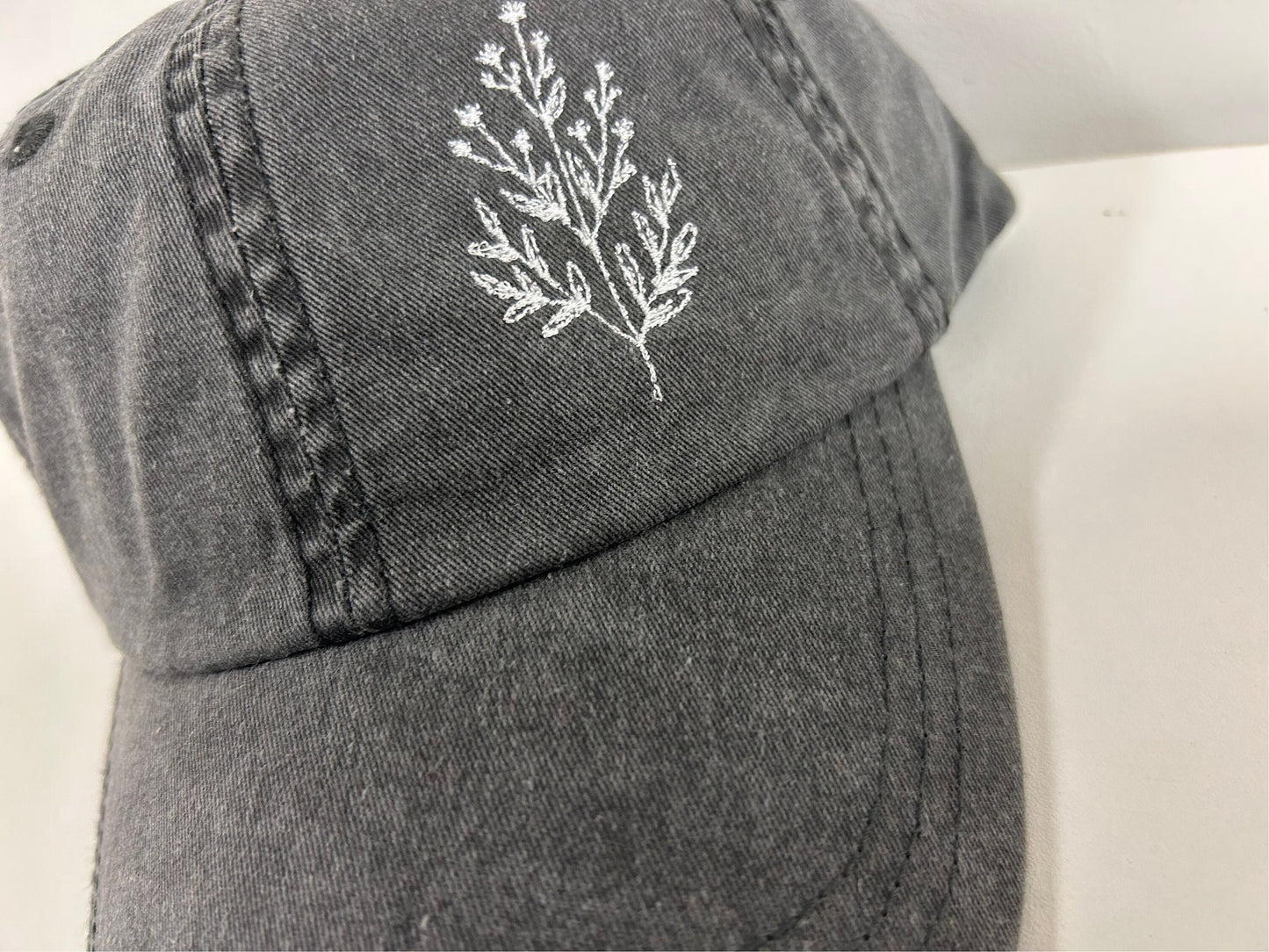 Flower Embroidered Dad Cap - Pigment-Dyed Cap - dad cap - custom hat, custom cap, ladies cap, unisex cap