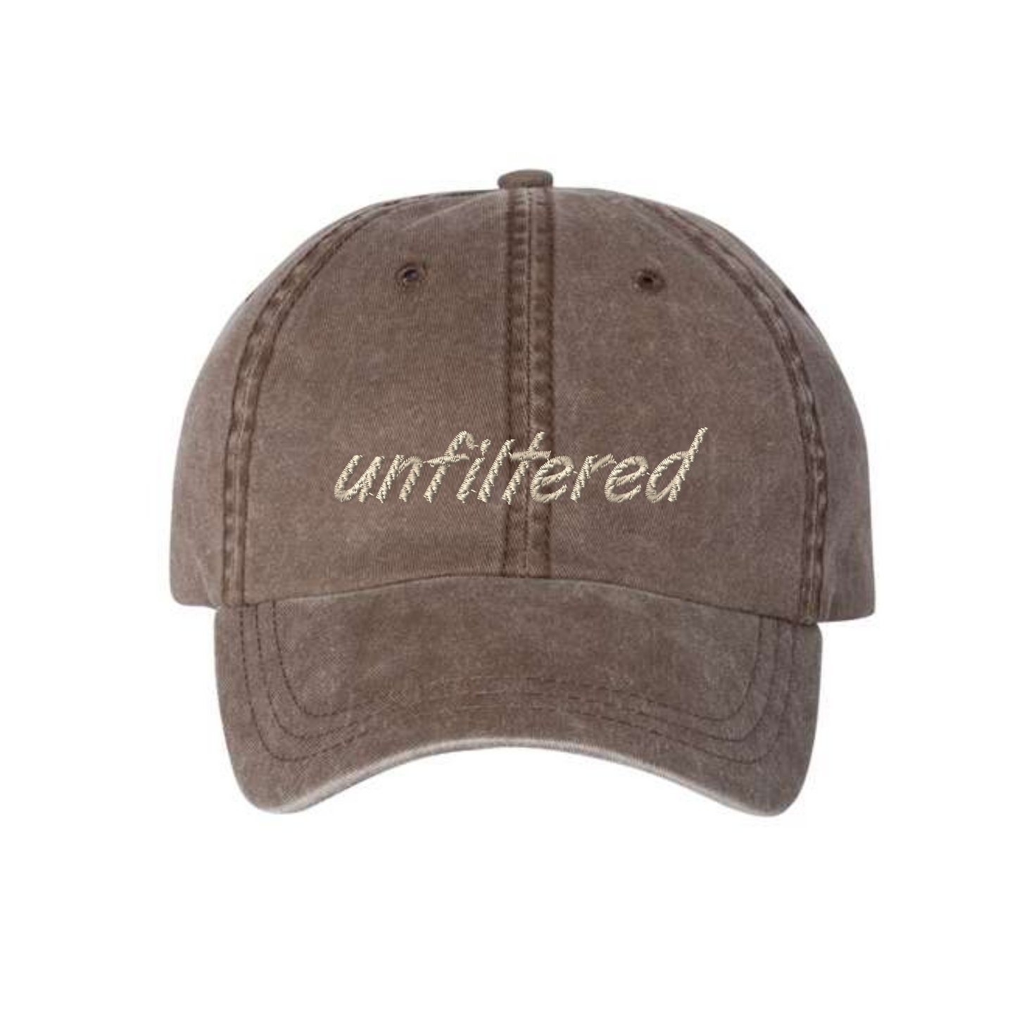 unfiltered- Embroidered Dad Cap -  Pigment-Dyed Cap - dad cap - custom hat, custom cap, ladies cap, unisex cap