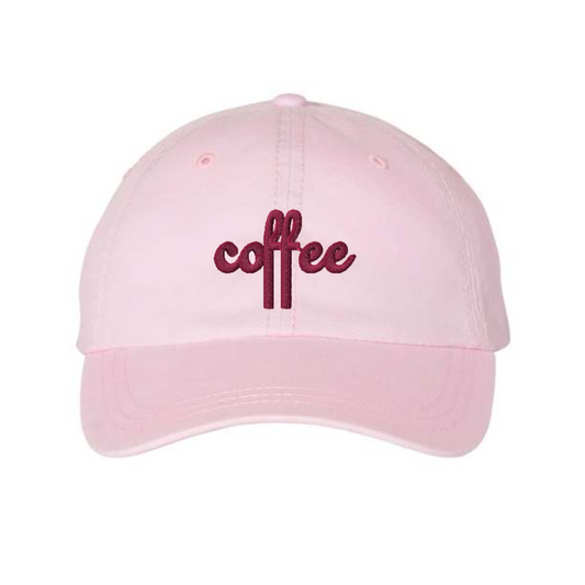 coffee - Embroidered Dad Cap -  Pigment-Dyed Cap - dad cap - custom hat, custom cap, ladies cap, unisex cap