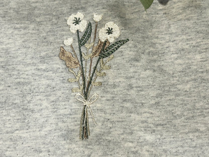 Earth Colours - Flower embroidered t-shirts - Caramel, Oatmeal, Ash Grey T-shirts.