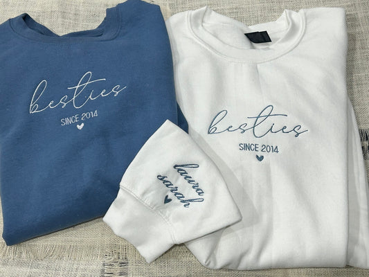 Custom embroidered crewneck sweatshirt - Besties