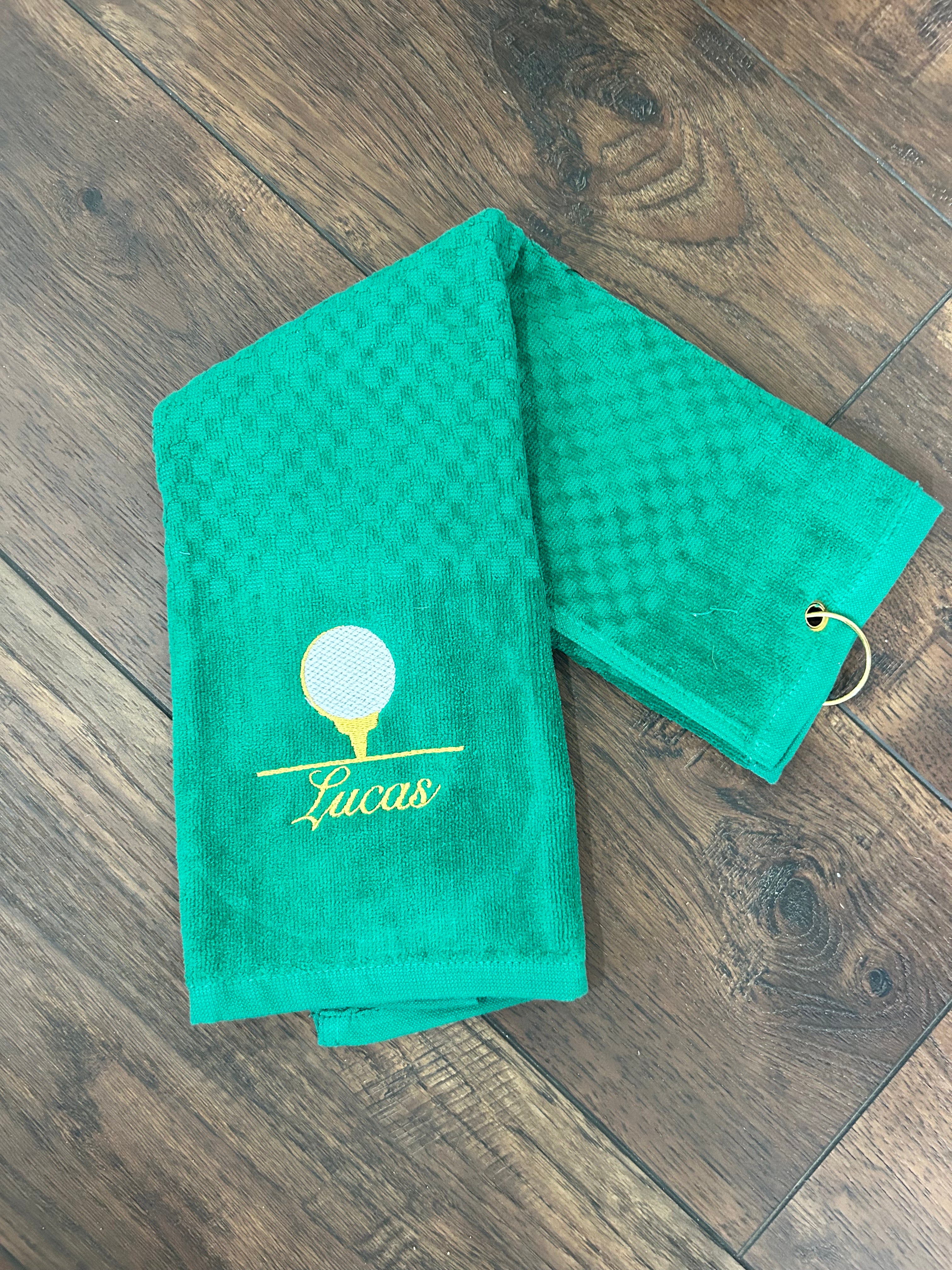 Personalized Terry Golf Towel - embroidered golf towel -  tri-folded golf towel - Father's Day  -Christmas Gift - Mother's day