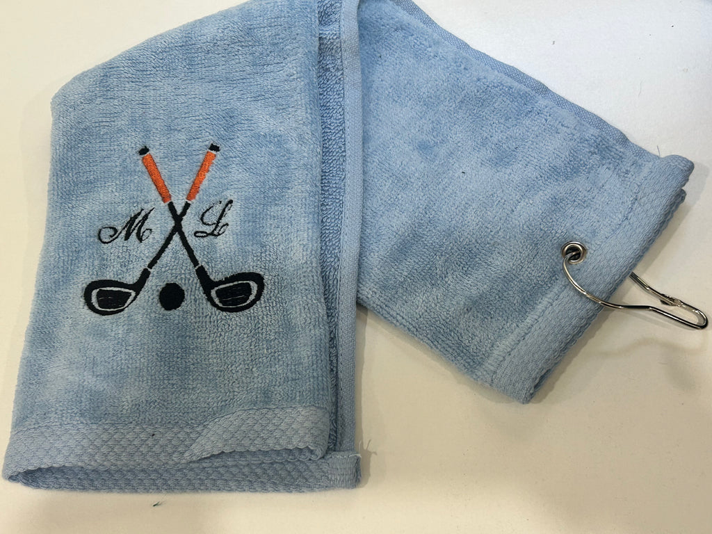 Personalized Terry Golf Towel - embroidered golf towel -  tri-folded golf towel - Father's Day  -Christmas Gift - Mother's day (initials)