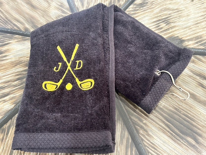 Personalized Terry Golf Towel - embroidered golf towel -  tri-folded golf towel - Father's Day  -Christmas Gift - Mother's day (initials)