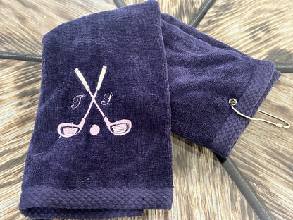 Personalized Terry Golf Towel - embroidered golf towel -  tri-folded golf towel - Father's Day  -Christmas Gift - Mother's day (initials)