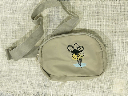 Custom fanny pack - crossbody bag with straps - flower embroidered