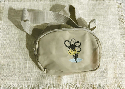 Custom fanny pack - crossbody bag with straps - flower embroidered