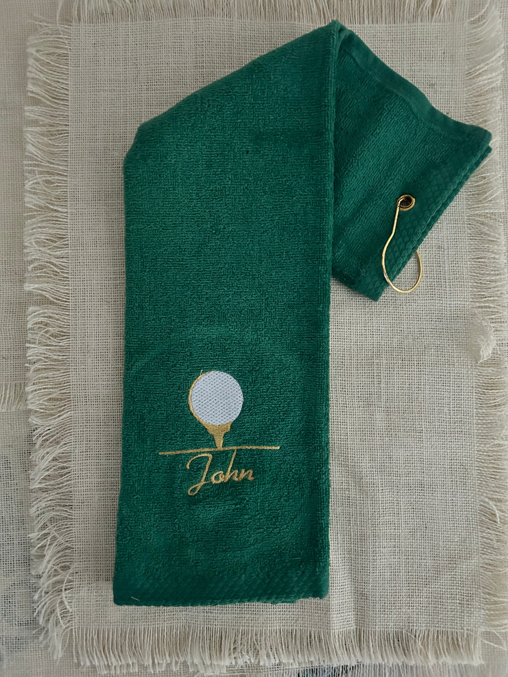 Personalized Terry Golf Towel - embroidered golf towel -  tri-folded golf towel - Father's Day  -Christmas Gift - Mother's day