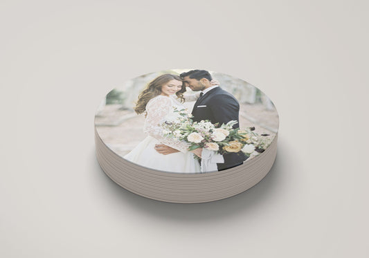 Custom Printed pulpboard coasters - Circle - 4in Coasters - Wedding coaster - Birthday coasters - Valentines’s Day gift