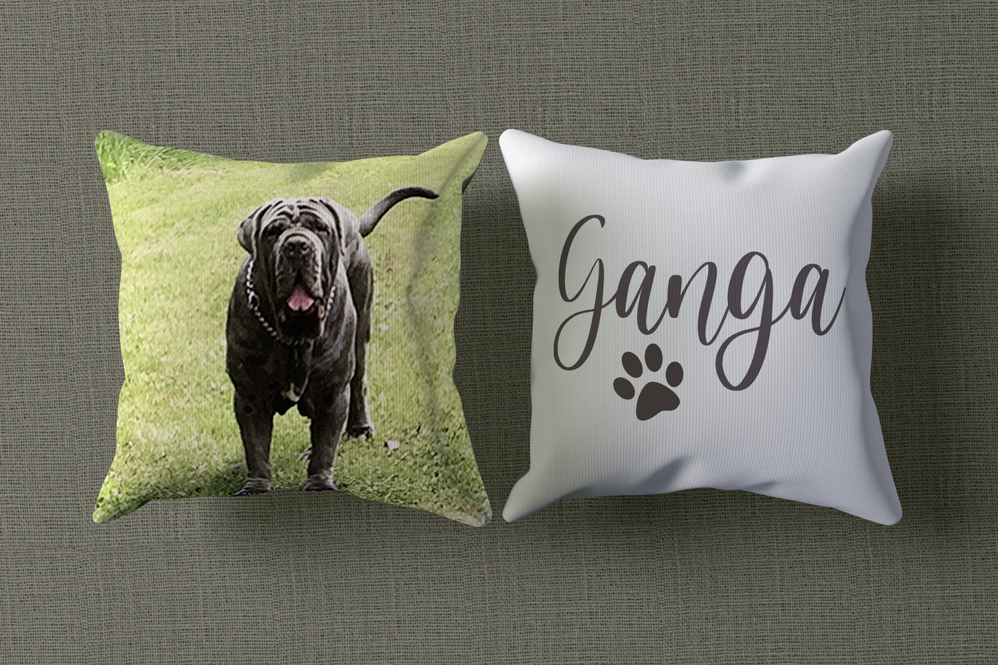 Personalized pet photo + text/name pillow case - custom pillow - pillow case with photo, sublimated pillow case, printed cushion