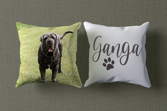 Personalized pet photo + text/name pillow case - custom pillow - pillow case with photo, sublimated pillow case, printed cushion