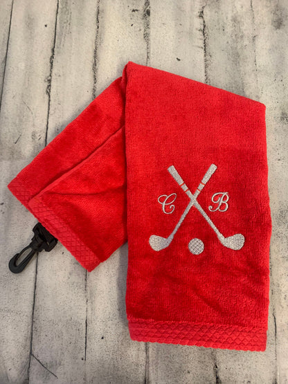 Personalized Velour Golf Towel - embroidered golf towel -  tri-folded golf towel - Valentine's design - Valentine's day edition #valentines