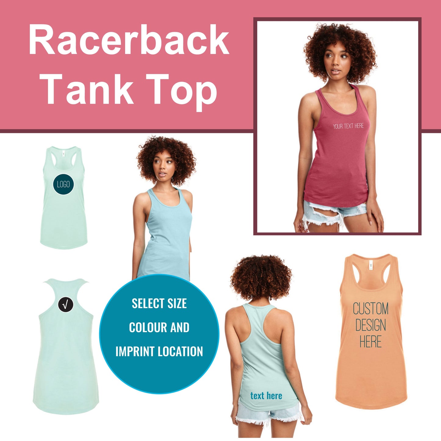 Ladies Racerback Tank Top - Custom ladies tanks - logo tank top - Tank top with custom graphics