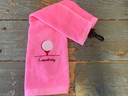 Personalized - Plush Velour Terry 100% Cotton Golf Towel - embroidered golf towel -  tri-folded golf towel - Christmas gifts