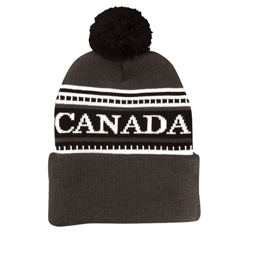 Acrylic Knit Pom Pom Beanie Toque with Cuff, Canada - Toque