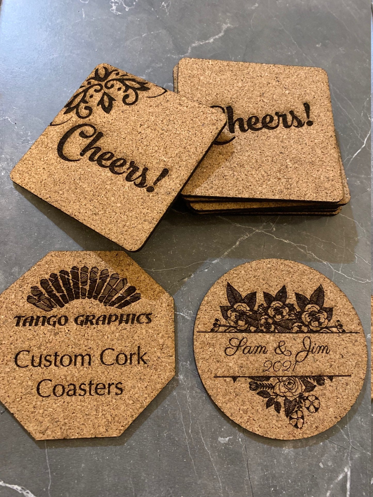 Custom Cork coasters - 4in coasters - Wedding Coasters - Logo Coasters - Party Coasters