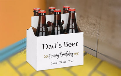 Beer Carrier - Personalized Beer Carrier + 6 coasters - Birthday - Anniversary - Fathers Day - Valentine's day Set - Cardboard beer carrier