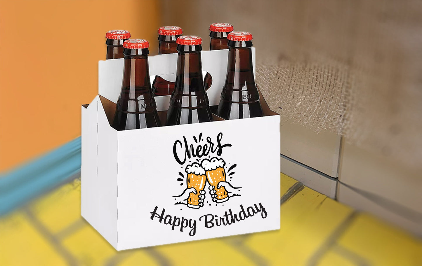 Beer Carrier - Personalized Beer Carrier + 6 coasters - Birthday - Anniversary - Fathers Day - Valentine's day Set - Cardboard beer carrier