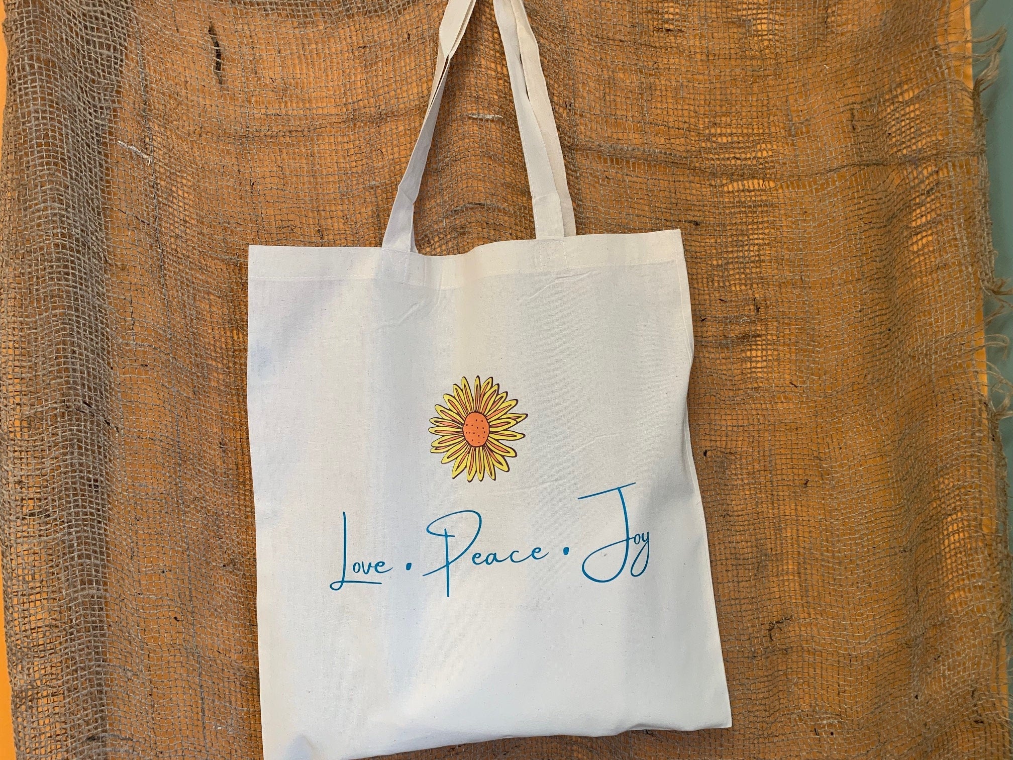 Love Peace Joy Tote bag, Personalized shopping bag