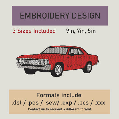 Car Embroidery Design. Chevelle Machine Embroidery Design. .Car Pattern. Instant Download