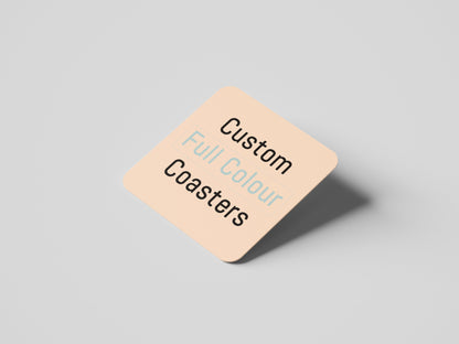 Custom Printed pulpboard coasters - Square - 4in Coasters - Wedding coaster - Birthday coasters - Event Coaster - Logo coasters