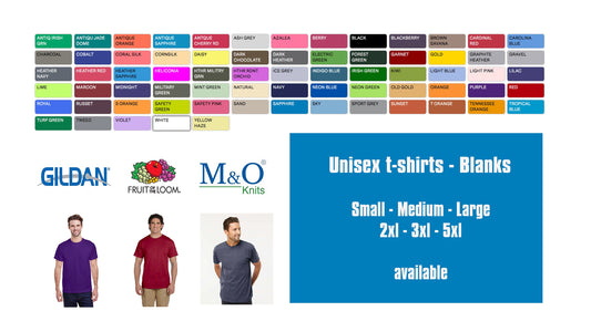 Blank t-shirts, unisex t-shirts, plain t-shirts, Gildan T-shirts - for heat transfer, screen priting