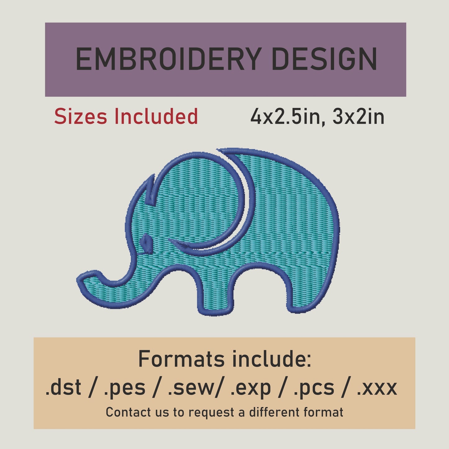 cute elephant embroidery Design. Machine Embroidery Design. cute elephant Pattern. Instant Download