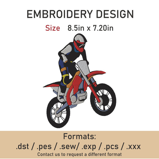 motocross embroidery Design. Machine Embroidery Design. bikePattern. Instant Download