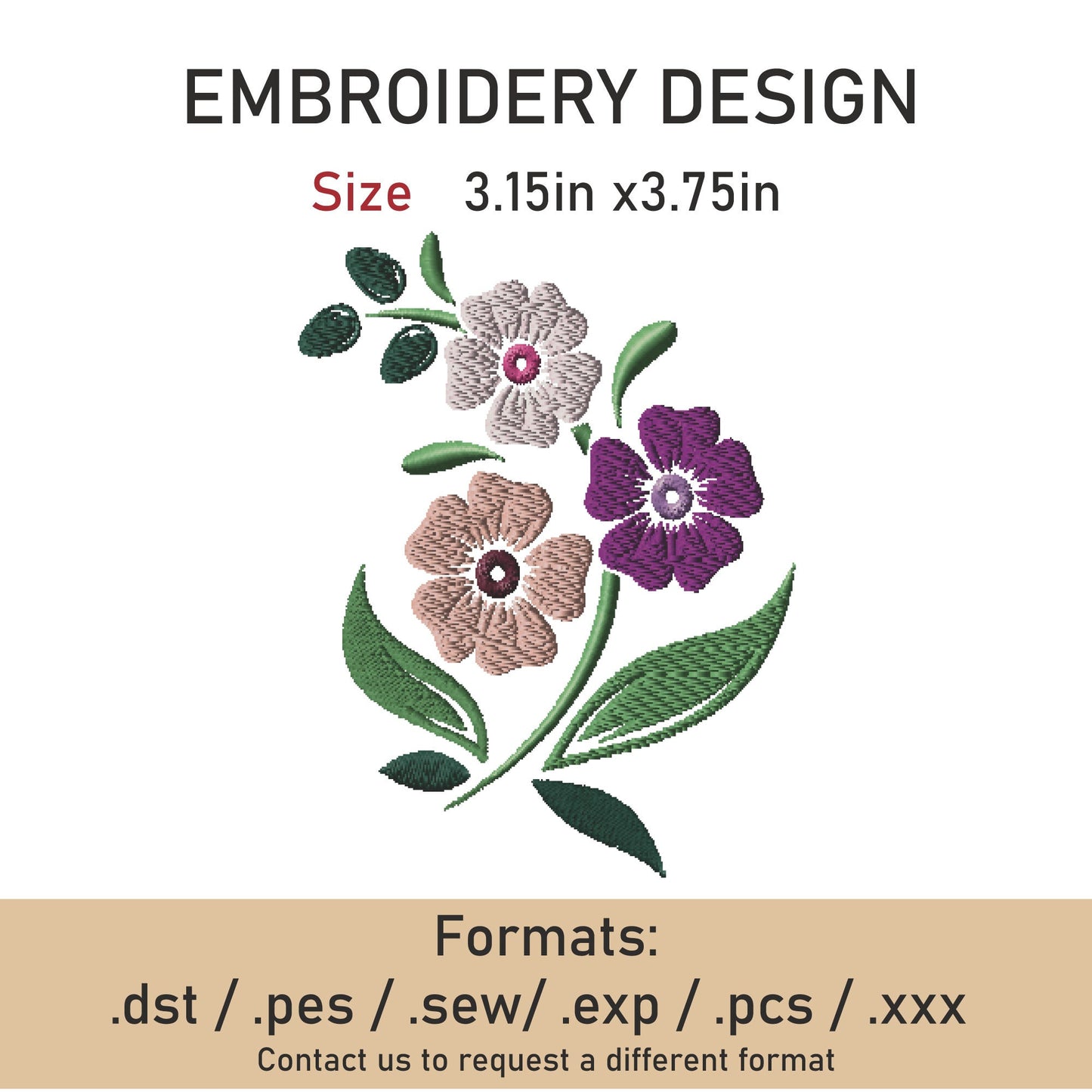 flowers embroidery Design. Machine Embroidery Design. floral Pattern. Instant Download