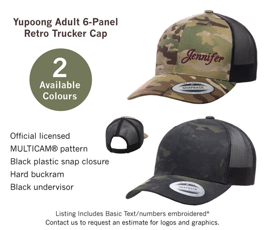 Custom Embroidered Truckers Multicam pattern Camo hat - Camouflage cap - Camouflage trucker - custom camo trucker