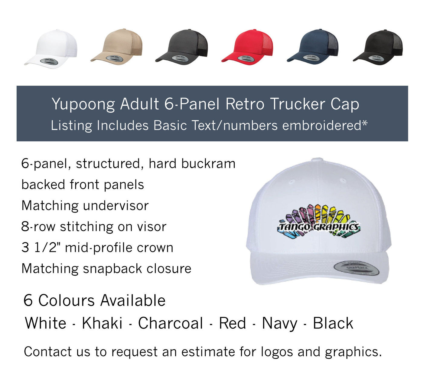 Custom Embroidered Truckers - embroidered hats - personalized trucker with name or text embroidered -5 panel trucker