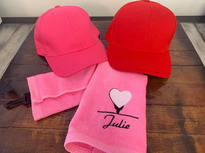 Personalized Velour Golf Towel - embroidered golf towel -  tri-folded golf towel - Valentine's design - Valentine's day edition #valentines