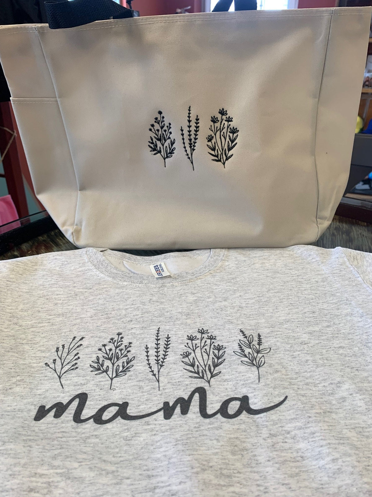 Crew neck sweatshirt  + Tote Bag - Mothers day gift set - Mothers Day bag, ---