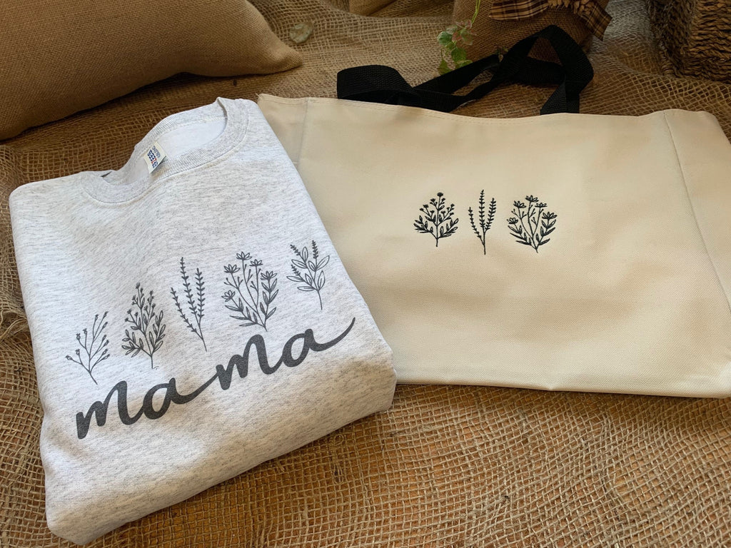 Crew neck sweatshirt  + Tote Bag - Mothers day gift set - Mothers Day bag, ---