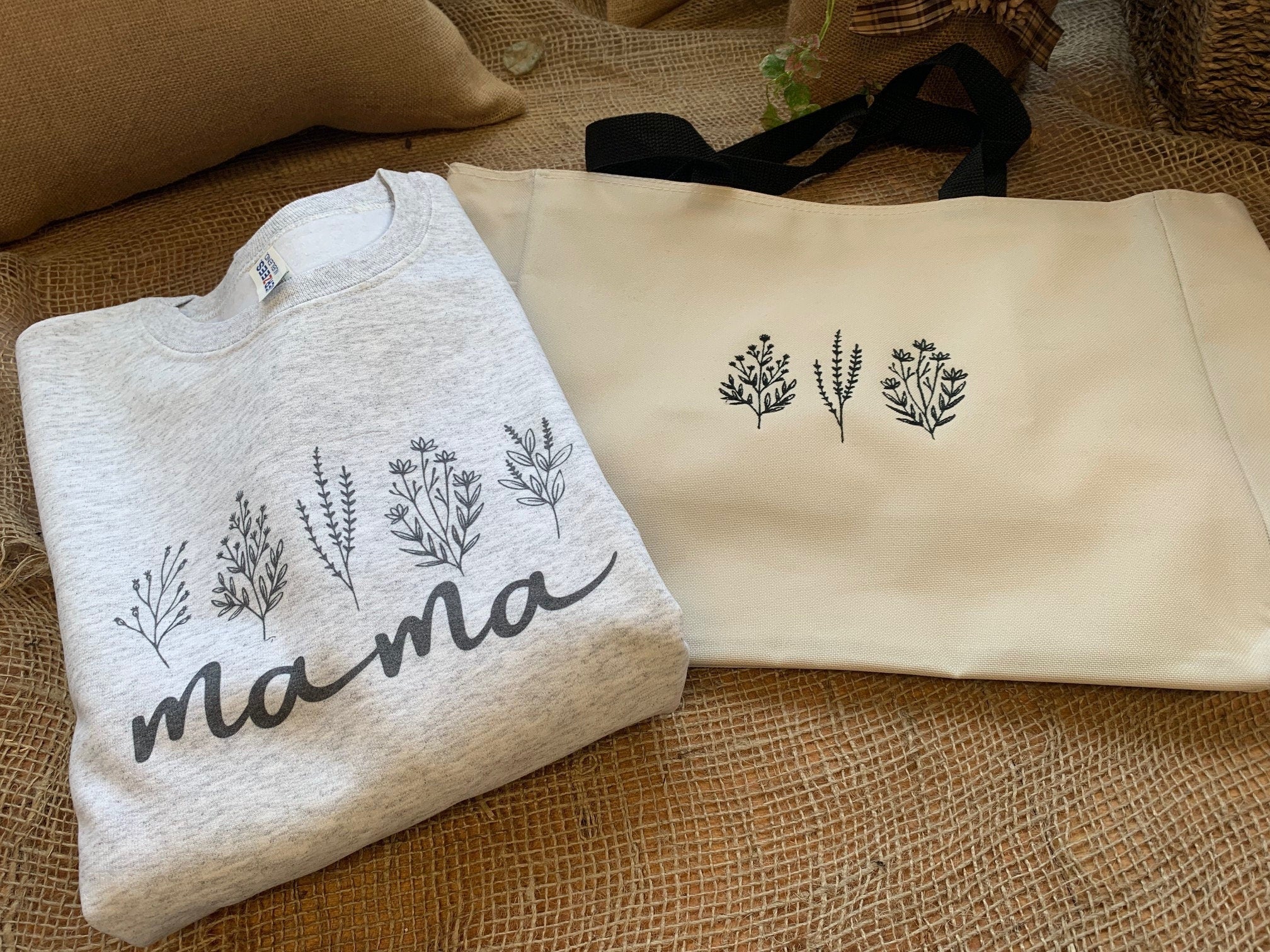 Crew neck sweatshirt  + Tote Bag - Mothers day gift set - Mothers Day bag, ---