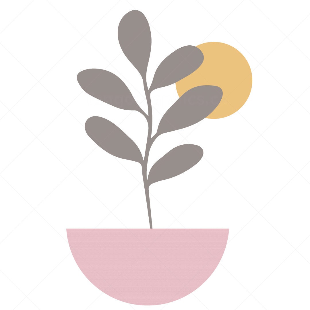 Boho - plant - pot - flower pot sun design - Digital file  - pdf, svg, jpg, png