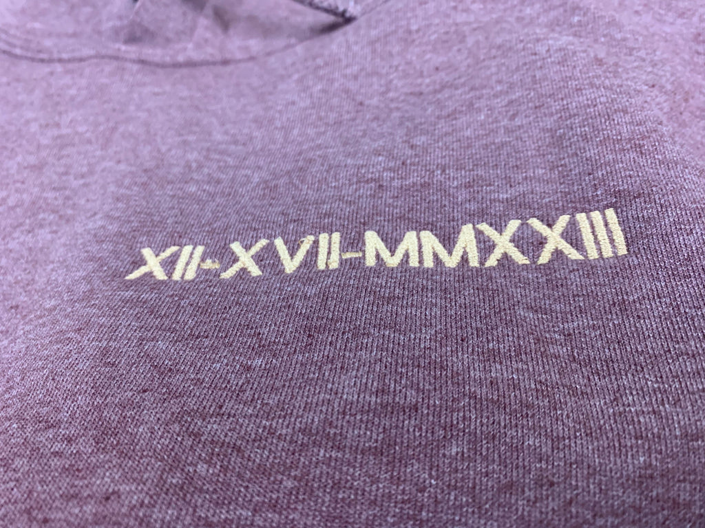 Custom embroidered hoodie - personalized hoodie  - embroidered roman numerals + initials + heart  - Valentine's gift - Anniversary date