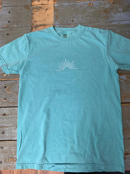 Minimalist SUN t-shirt embroidery - COMFORT COLORS - Unisex tshirts, Pigment dye tshirt, Sunshine embroidery