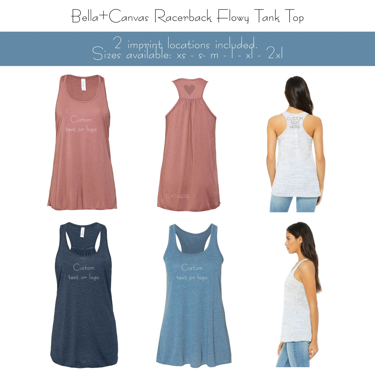 Bella + Canvas Flowy Racerback Tank Top - Custom ladies tanks - logo tank top - Tank top with custom graphics