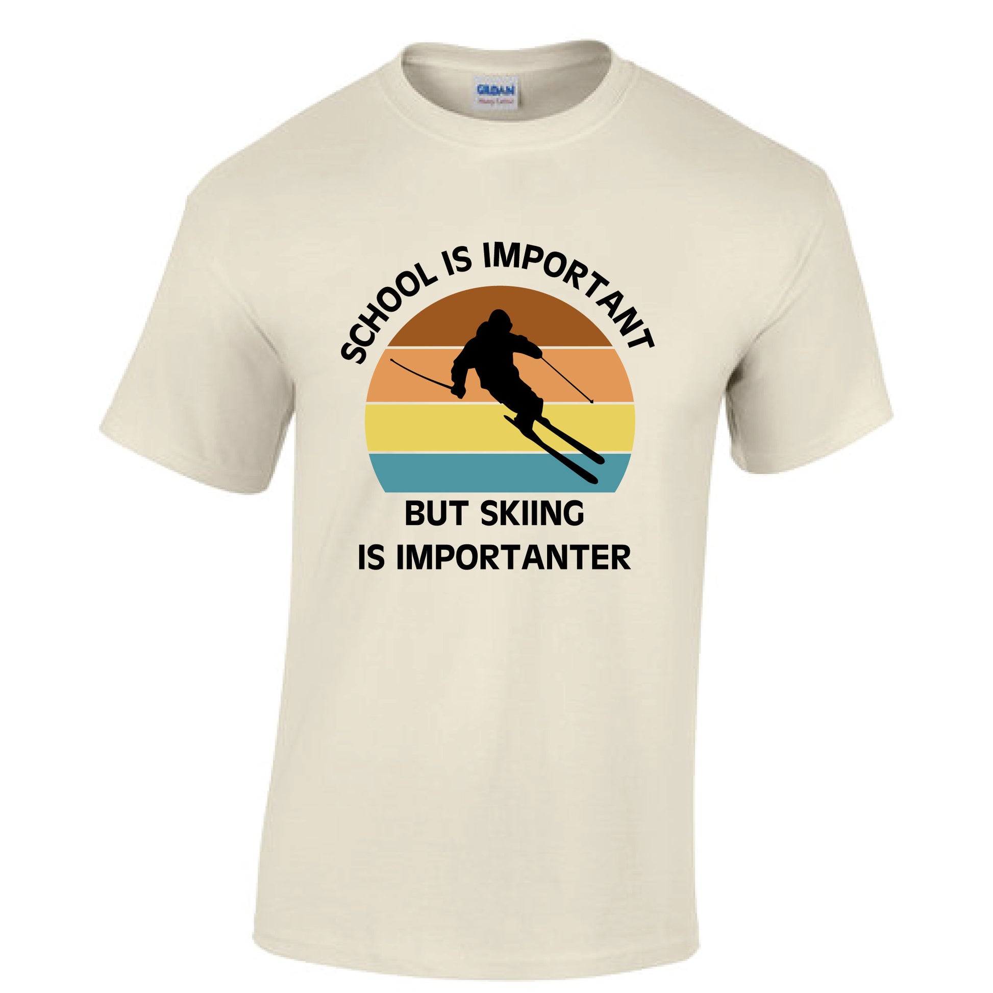 School is important but skiing is importanter t-shirt ski t-shirt custom ski tshirt 70 colours available.