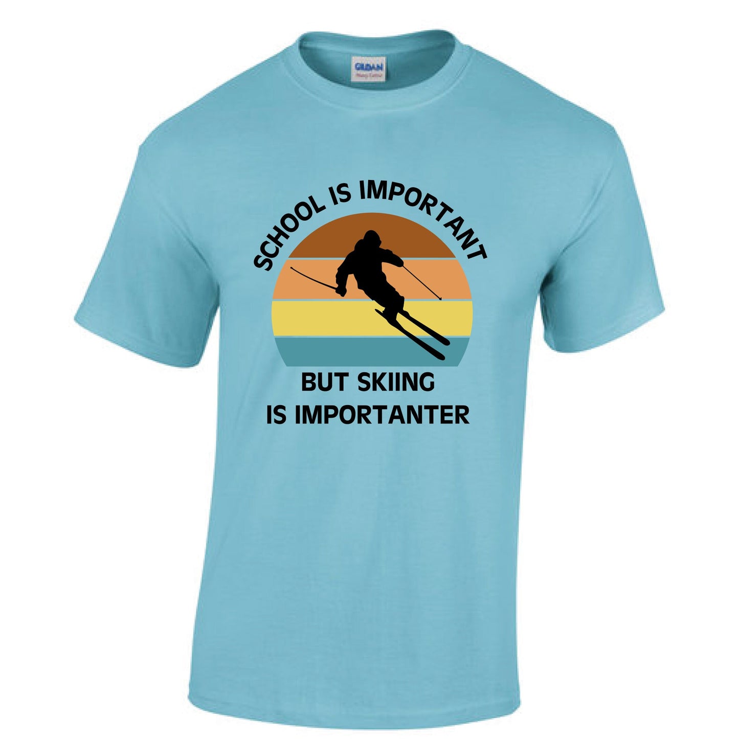 School is important but skiing is importanter t-shirt ski t-shirt custom ski tshirt 70 colours available.