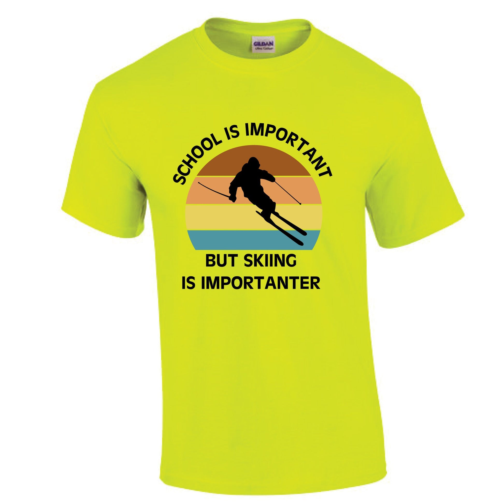 School is important but skiing is importanter t-shirt ski t-shirt custom ski tshirt 70 colours available.