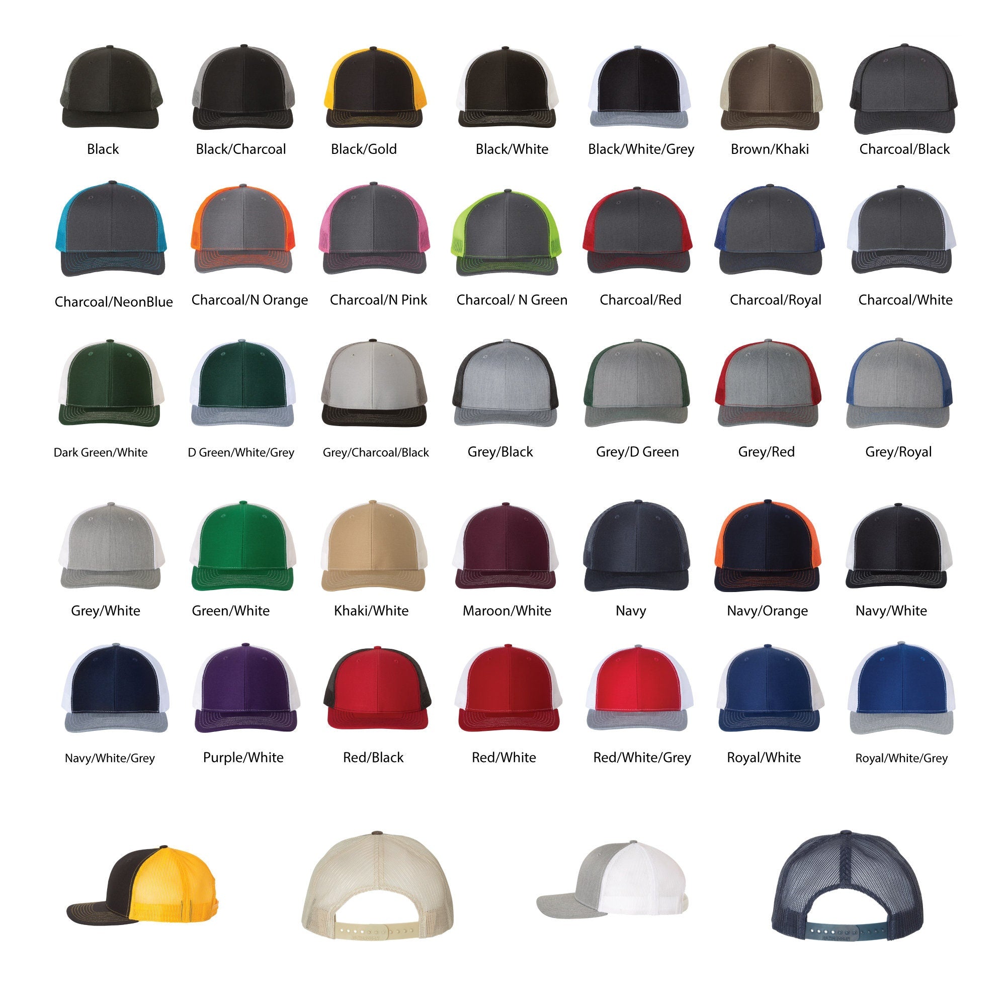 Custom LOGO Embroidered Truckers - embroidered hats - personalized trucker with name or text or LOGO embroidered -Richardson 112 - Golf Hats