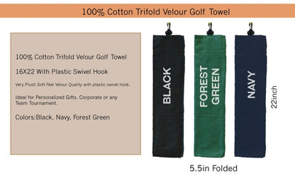 Golf Towel - Trifold - 16x22in - Embroidered Golf Towel - Custom Golf Towel - Father's day Gift - personalized golf towel