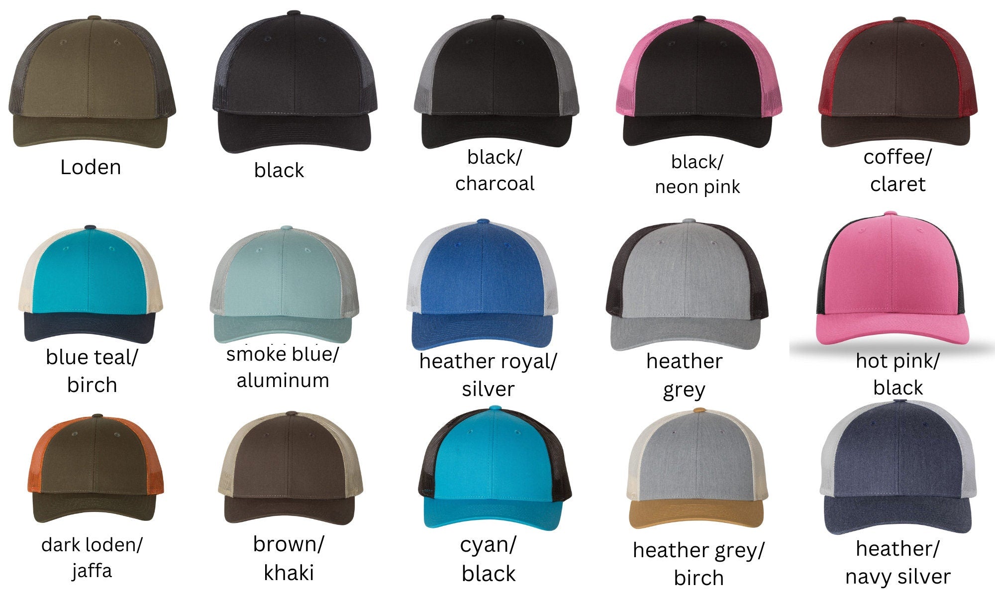 Custom LOGO Embroidered Truckers - embroidered hats - personalized trucker with name or text or LOGO embroidered -Richardson 112 - Golf Hats