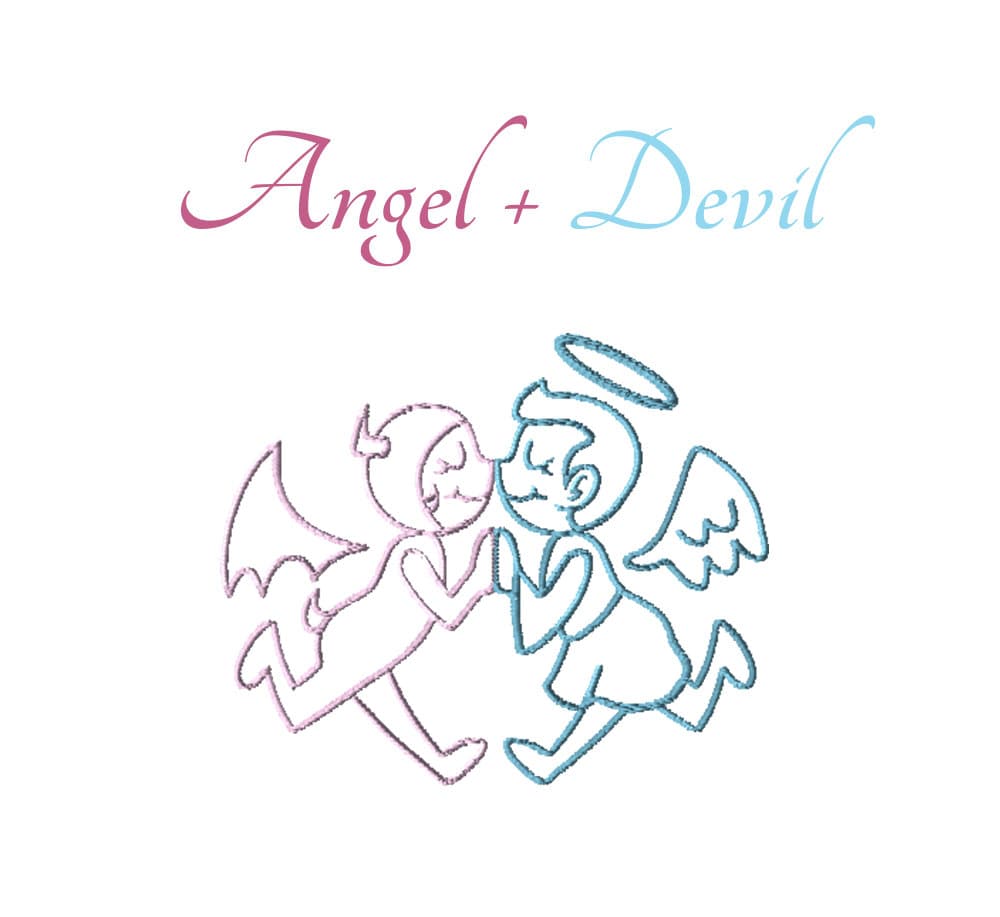 Angel  Devil embroidered hoodie ,cute embroidered couples or friends hoodies - heart  - Valentine's gift - couples hoodies - friends hoodies