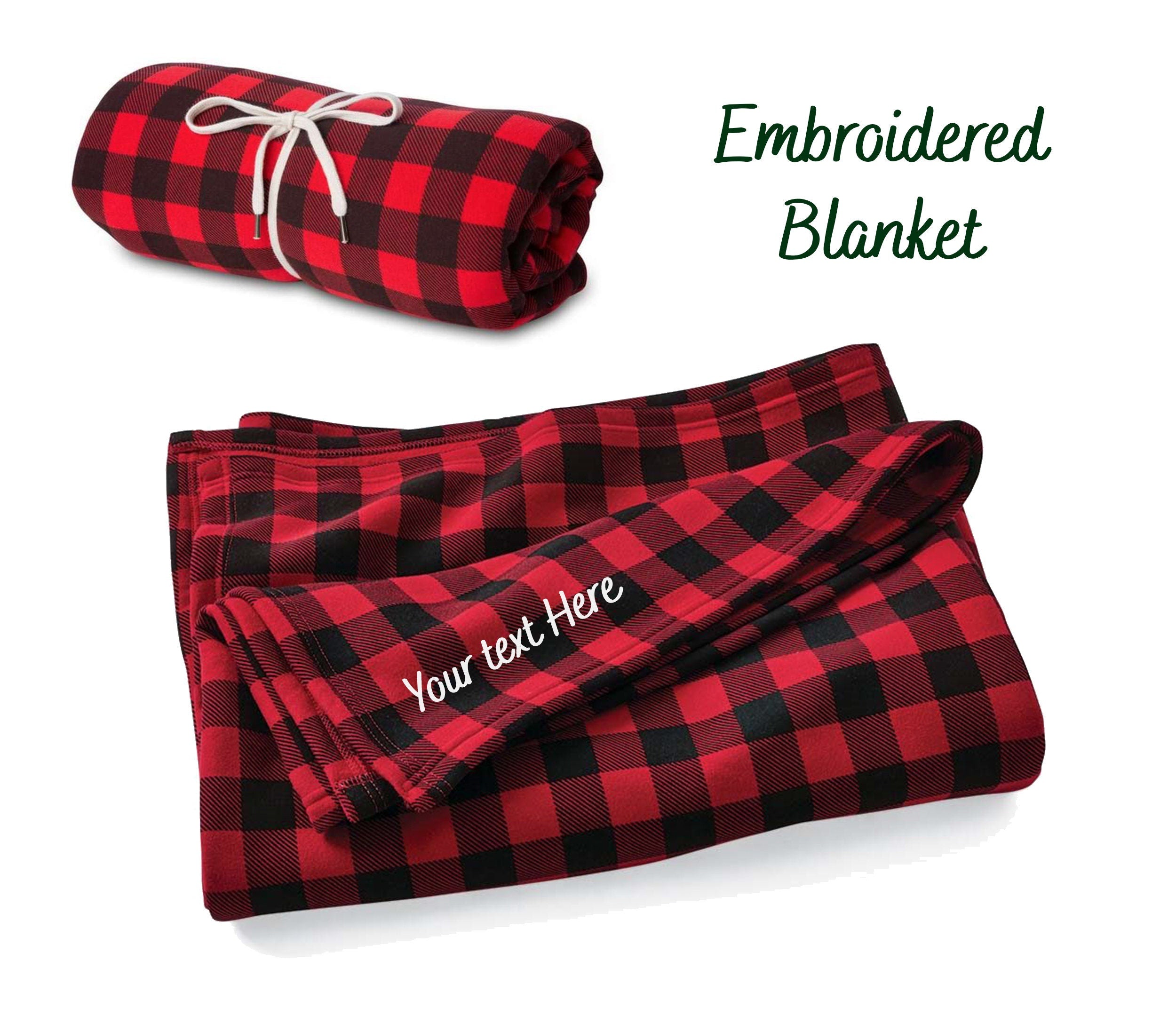 Custom embroidered Blanket - Christmas blanket - Plaid Blanket - Large Blanket