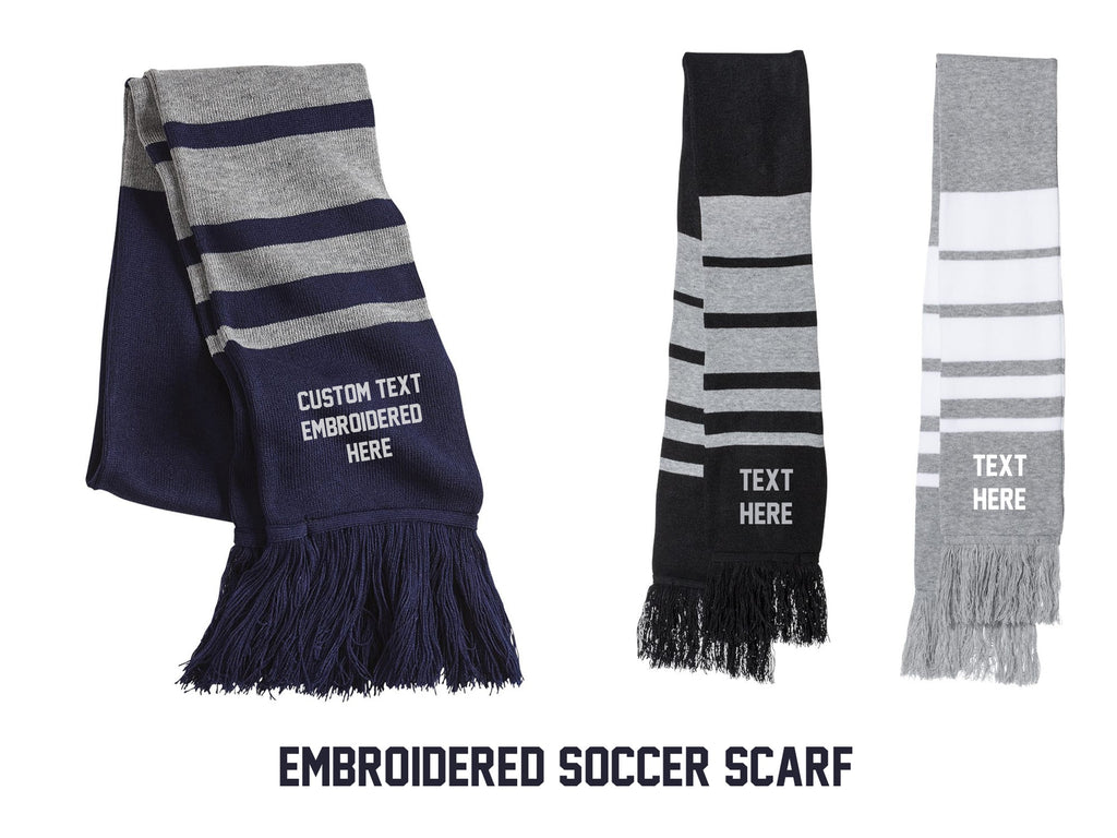 Custom embroidered Soccer scarf. Scarves - 3 colours available - personalized scarves