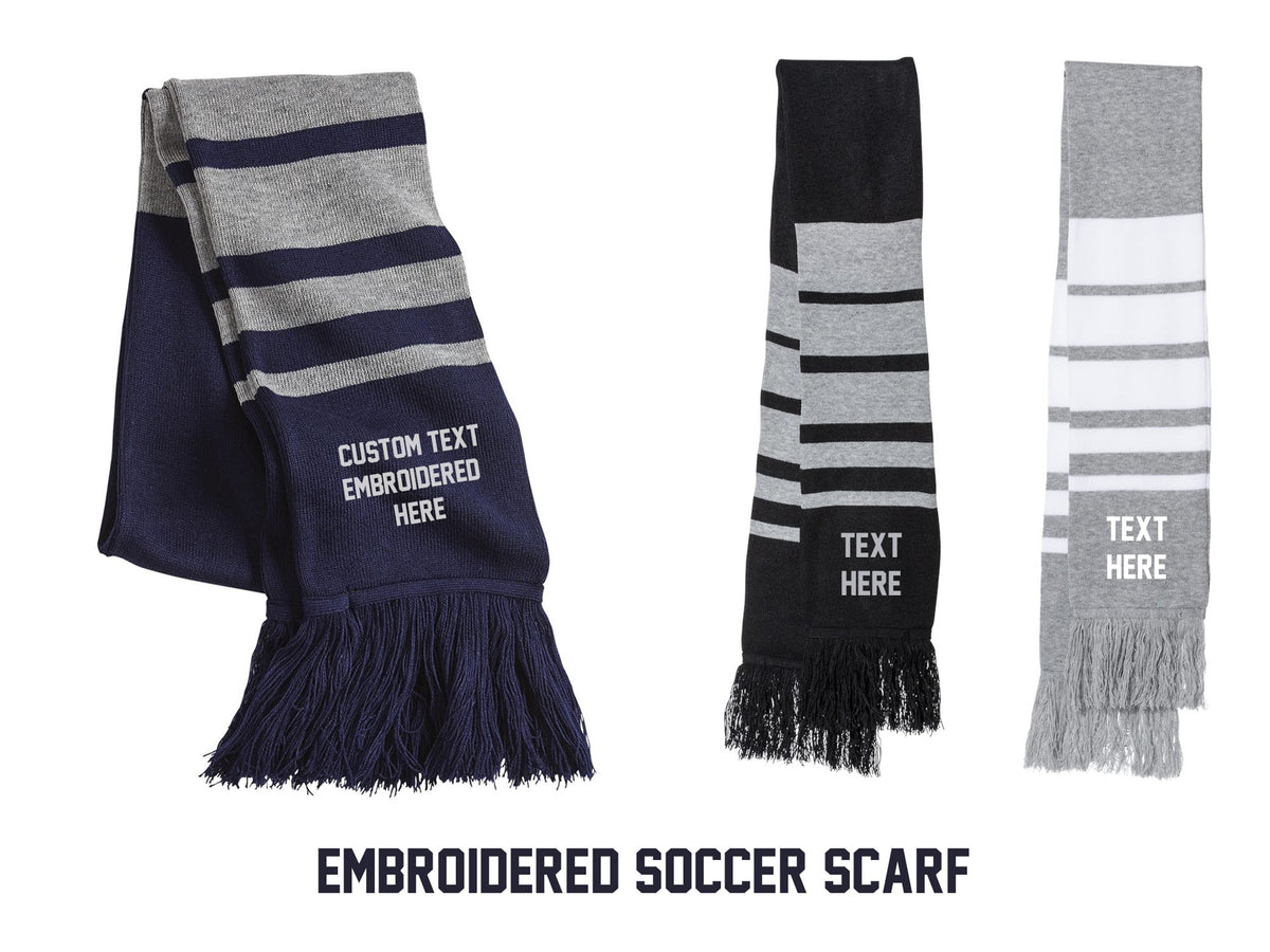 Custom embroidered Soccer scarf. Scarves - 3 colours available - personalized scarves